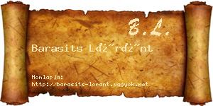 Barasits Lóránt névjegykártya